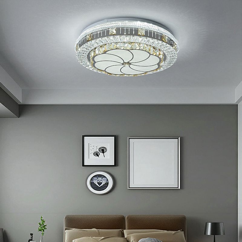 Modern Simple Ceiling Light Circle Shape Ceiling Lamp with Crystal Shade for Bedroom
