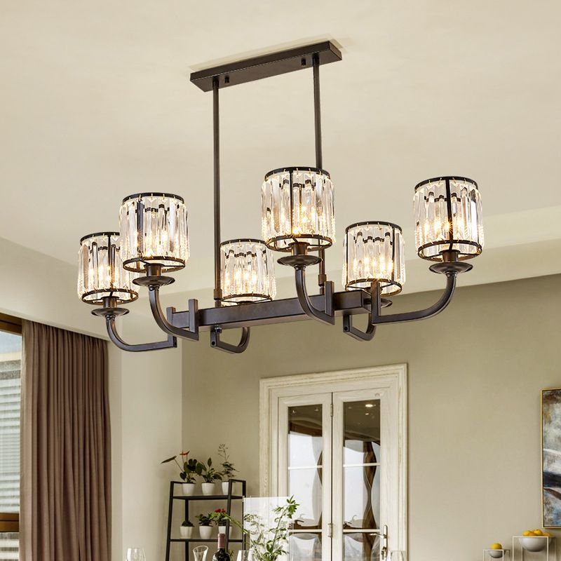 Modern Cylinder Glass 6-light Kitchen Island Lighting Simple Pendant Ceiling Lights