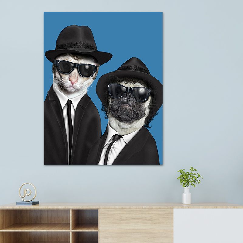 Art sur toile Funky Dog Boy pour chambre d'adolescent, décoration murale imprimée en couleur foncée, texturée
