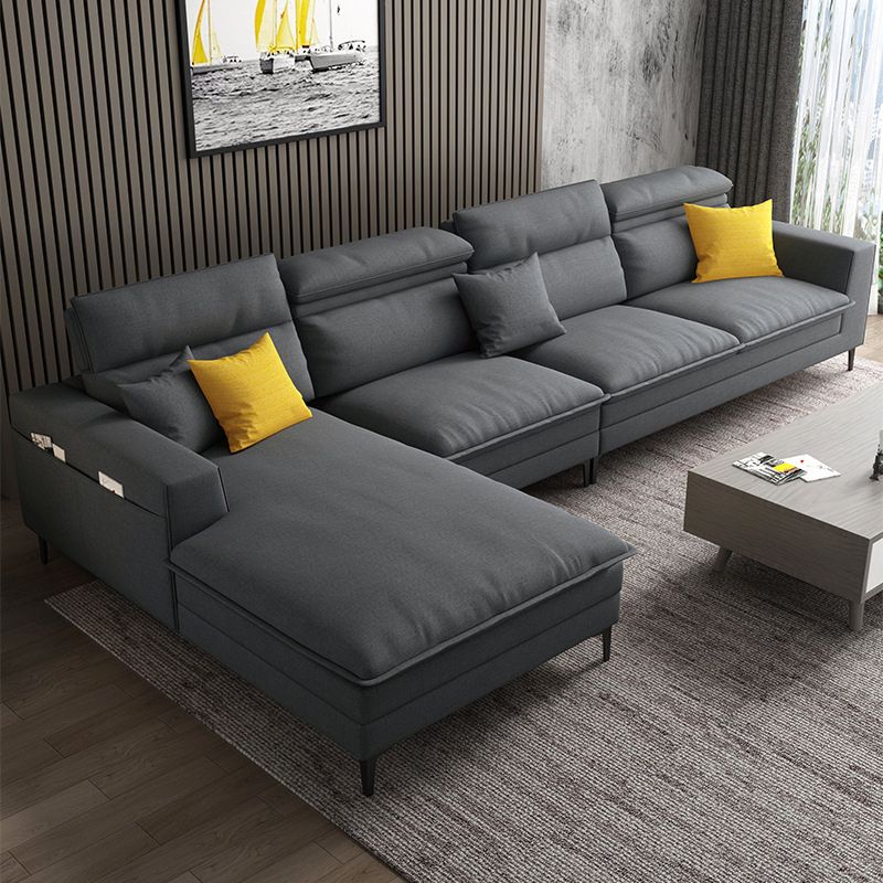 Linen Contemporary Cushions Sofa & Chaise Cushion Back Square Arm Sofa