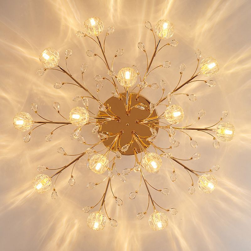 Luminaire de plafond de salon en métal de plafonnier encastré moderne avec abat-jour en verre