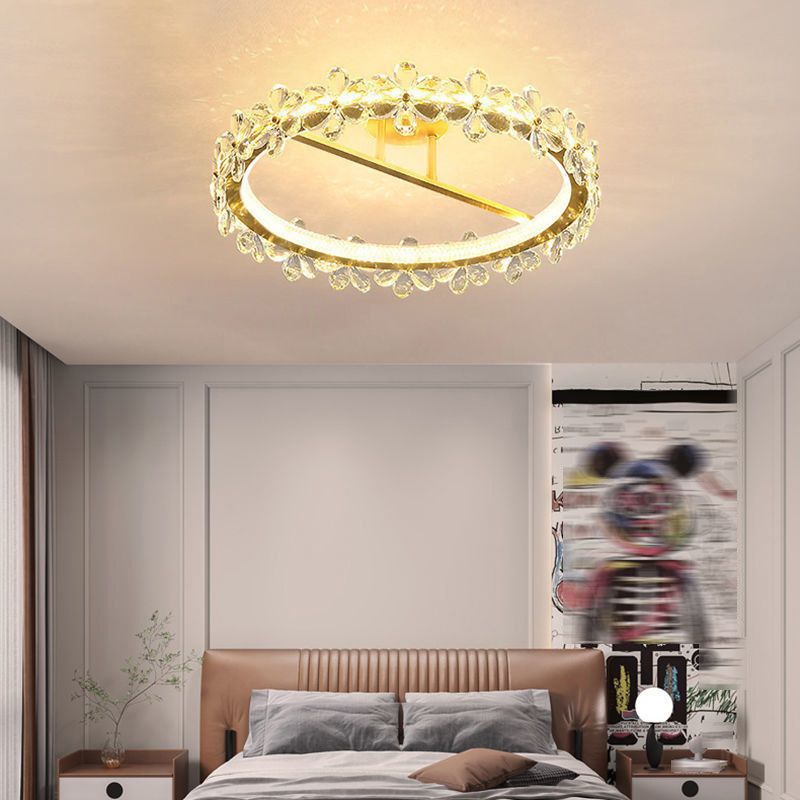 Modern Ceiling Lamp Creative Crystal Flush Mount Light Fixture for Bedroom