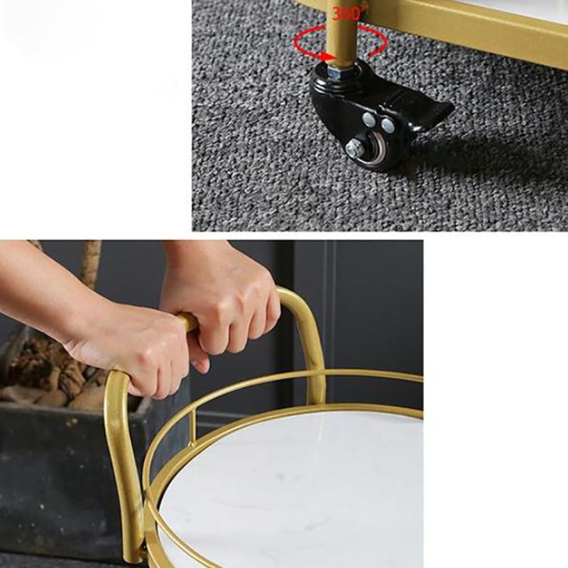 Contemporary Style Oval Prep Table Rolling Metal Prep Table for Home