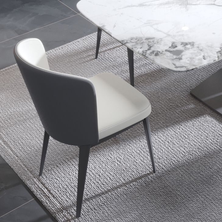 Contemporary Rectangle Sintered Stone Top Metal Base Dining Table Set