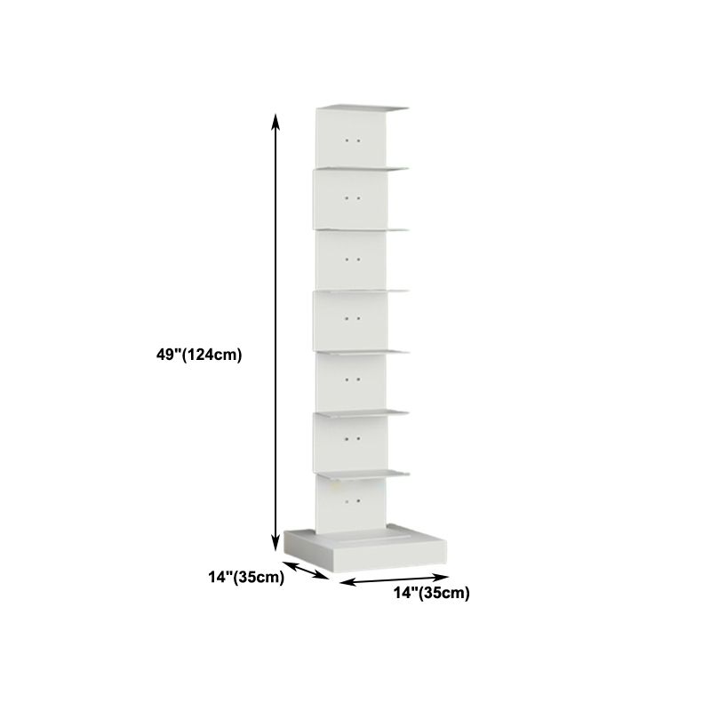 Modern Steel Bookcase, White, Geometric Bookshelf for Any Room