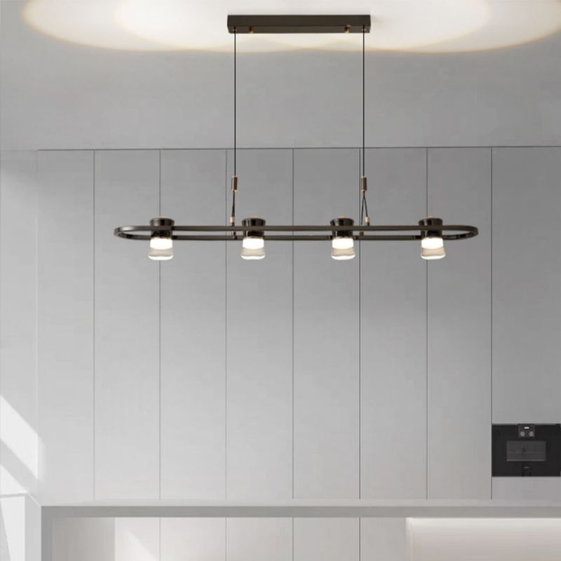 Modern Hanging Light Metal Island Light Fixture in Black for Dining Room