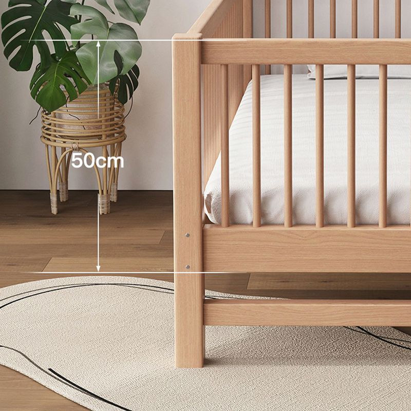 Farmhouse Nursery Bed Solid Wood Baby Crib with Guardrails and Mattress