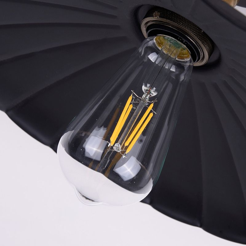 Metaalkleurige inbouwverlichting, retro-stijl gang-semi-inbouwplafondlamp met één lamp in zwart