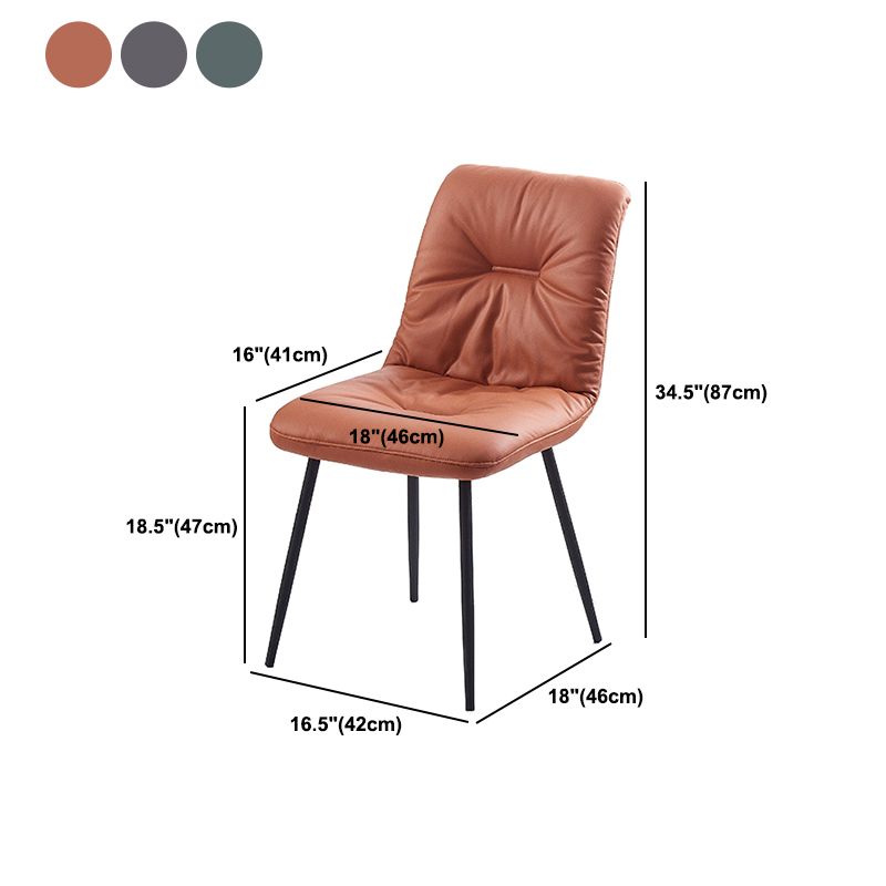 Contemporary Faux Leather Armless Dining Chairs Metal Dining Chair for Home Use