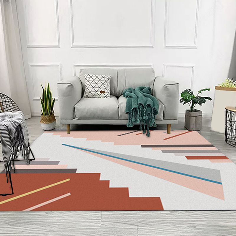 Unique Colorblock Geometric Pattern Rug Polyester Modernist Rug Pet Friendly Anti-Slip Backing Area Rug for Living Room