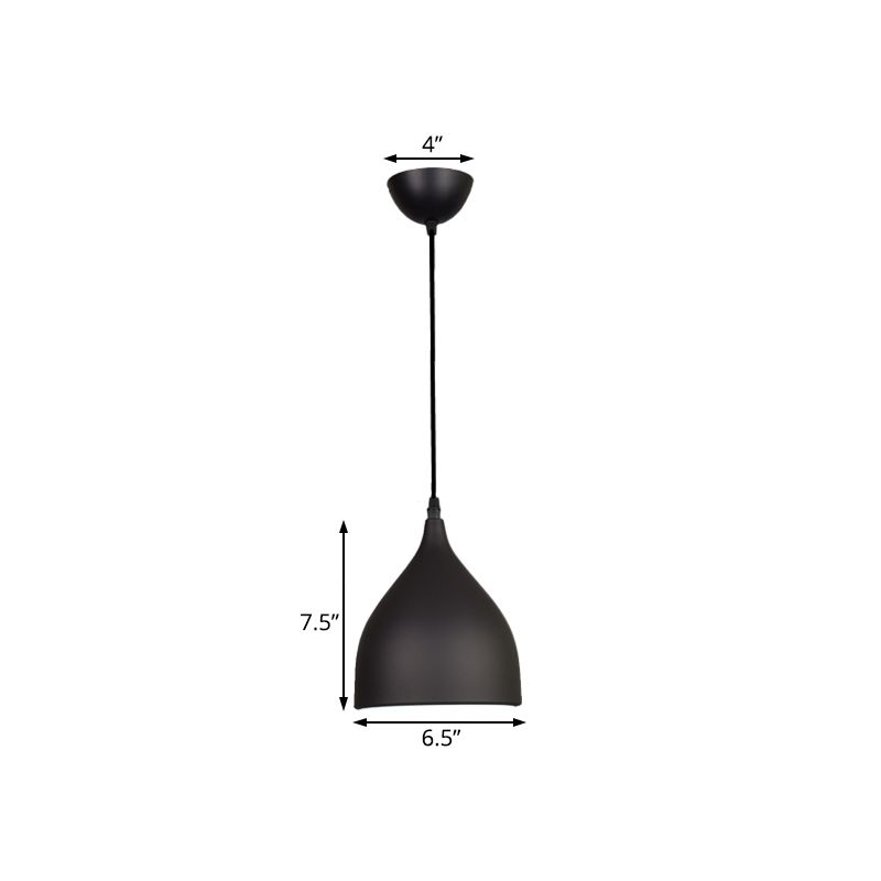 6,5 "/10"/12 "Luce a soffitto a pendente a cupola larga Metallo moderno 1 Luce di sospensione nero/bianco/rosso