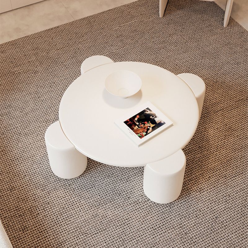 Modern Free-Form Coffee Table White Single Coffee Table with 4 Legs