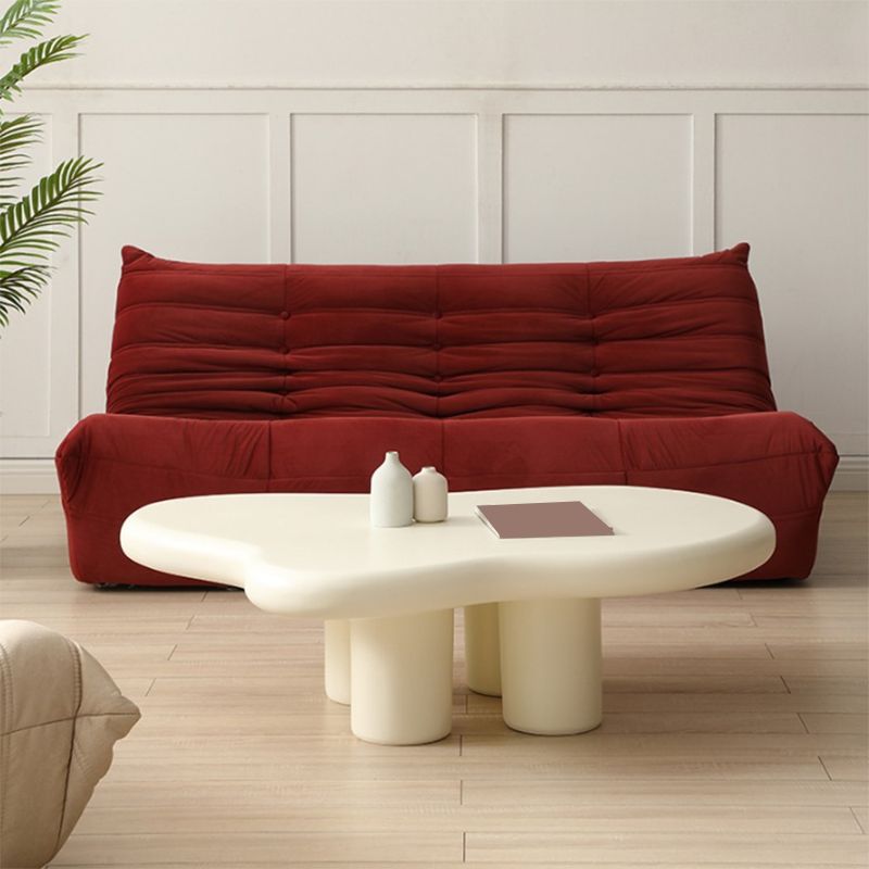 Nordic Wooden 4 Legs Coffee Table, Wooden Cloud Cocktail Table in White/Black/Beige