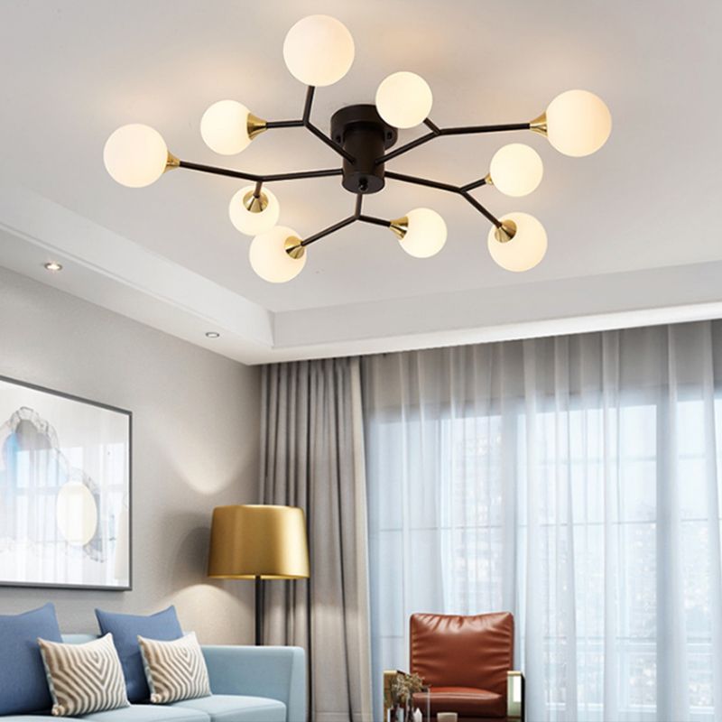 Nordic Modern Minimalist Glass Flush Mount Lamp with Glass Shade for Sitting Room