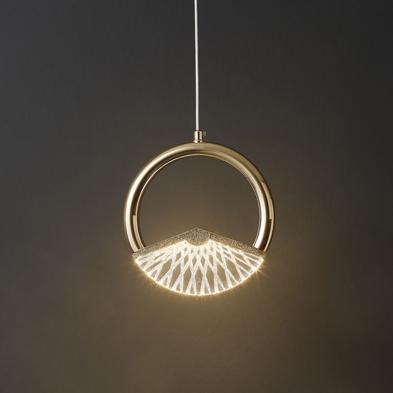 Eenvoud Led Down Lighting Hanging hanglagersring Hanglamp met faux kristalschaduw