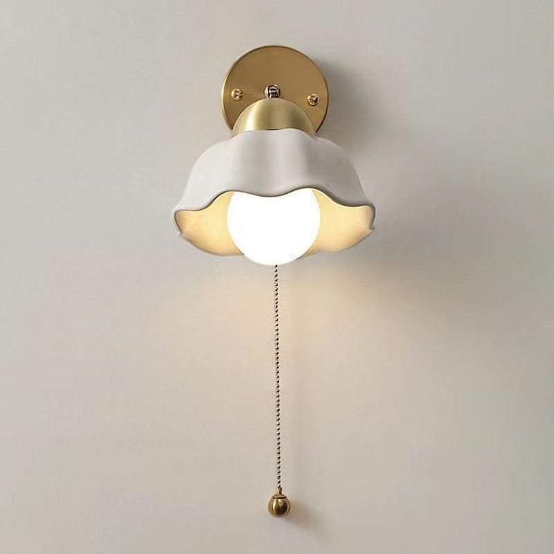 Nordic Style Wall Light Dome Shape Wall Lamp with Ceramic Shade for Bedroom