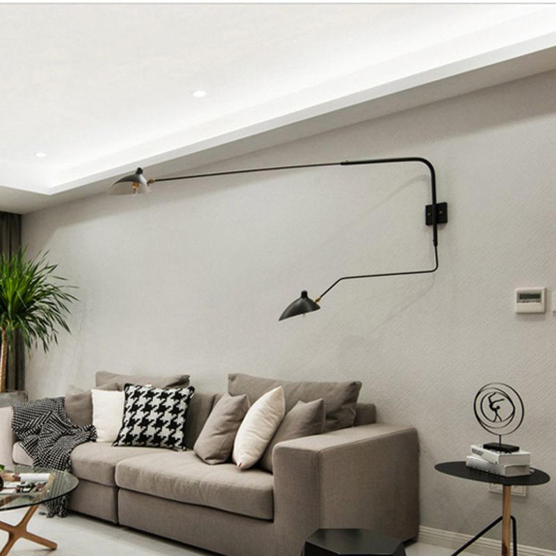 Black Modern Wall Sconce Geometric Shape Wall Light with Metal Shade for Bedroom