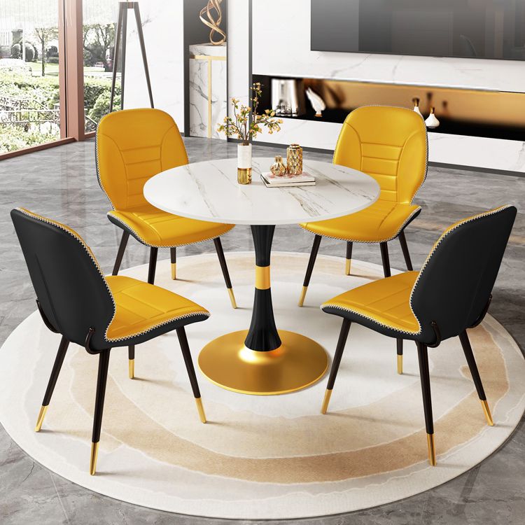 Round Traditional Luxury Dining Table Sintered Stone Table with Tulip Base