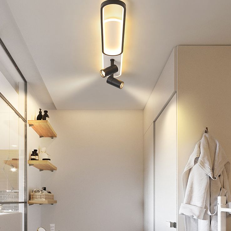 Lámpara de techo de metal de estilo conciso y moderno con montaje semi empotrado LED acrílico oblongo para pasillo