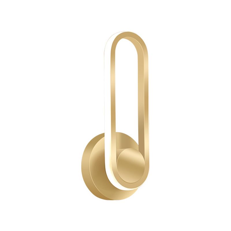 Metal Oval Shape Wall Sconce Modern Style 1 Light Wall Light Fixture in Gold
