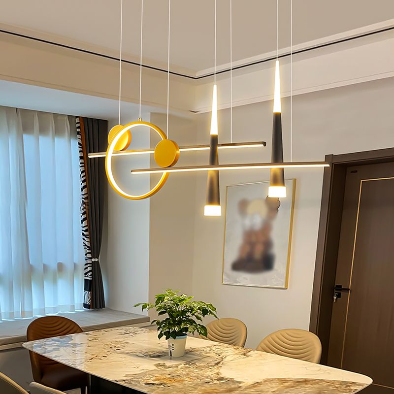 5 Light Linear Island Lighting Contemporary Metal Island Pendant Lights