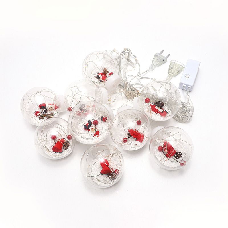 Nordic Wishing Ball String Lamp Plastic 12-Lights Indoor Curtain Lights in Clear