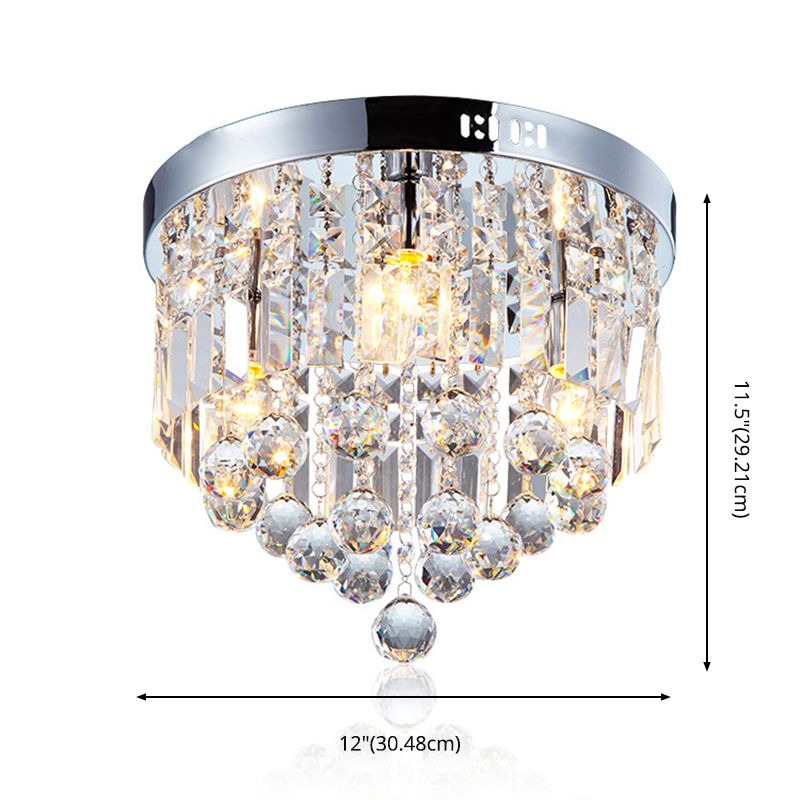 Raindrop Ceiling Mounted Fixture Modern Crystal Bedroom Ceiling Mounted Light in Chrome