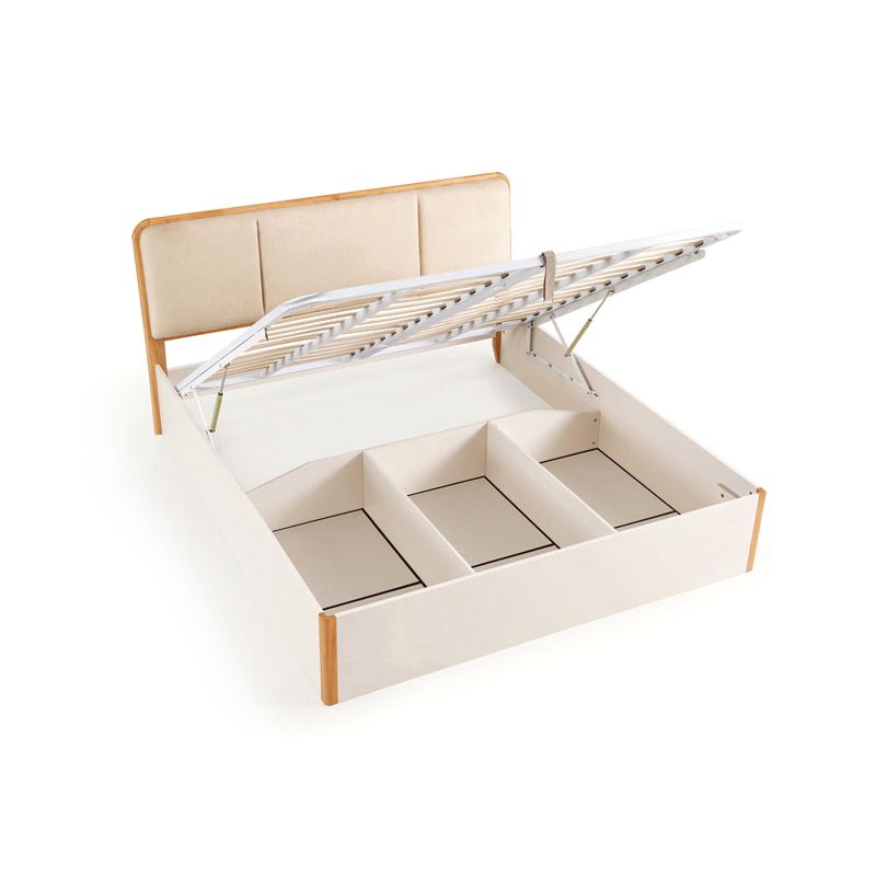 Wood Standard Bed with Upholstered Headboard Mattress Included 41.33" High