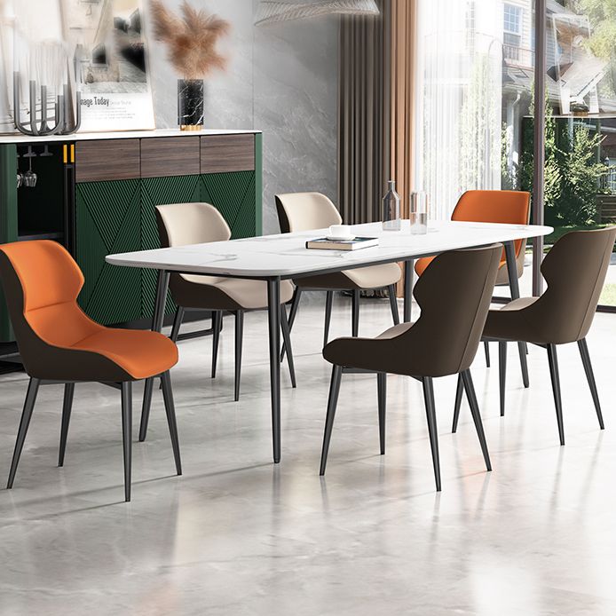 Modern Armless Dining Chairs Faux Leather Wingback Dining Side Chair