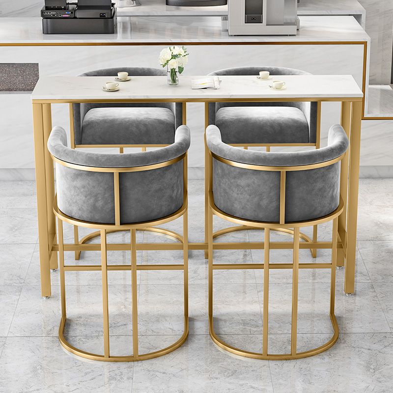 Glam 1/3/5 Pieces Bar Table Set Rectangle Stone Counter Table with High Stools for Kitchen
