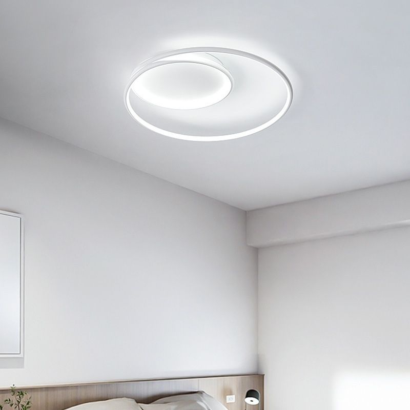Single White Contemporary Flush Mount Lighting LED Unique Ceiling Light