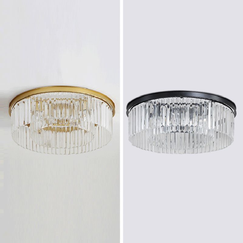 Modern Flush Mount Lamp Round Ceiling Lighting with Crystal for Living Room
