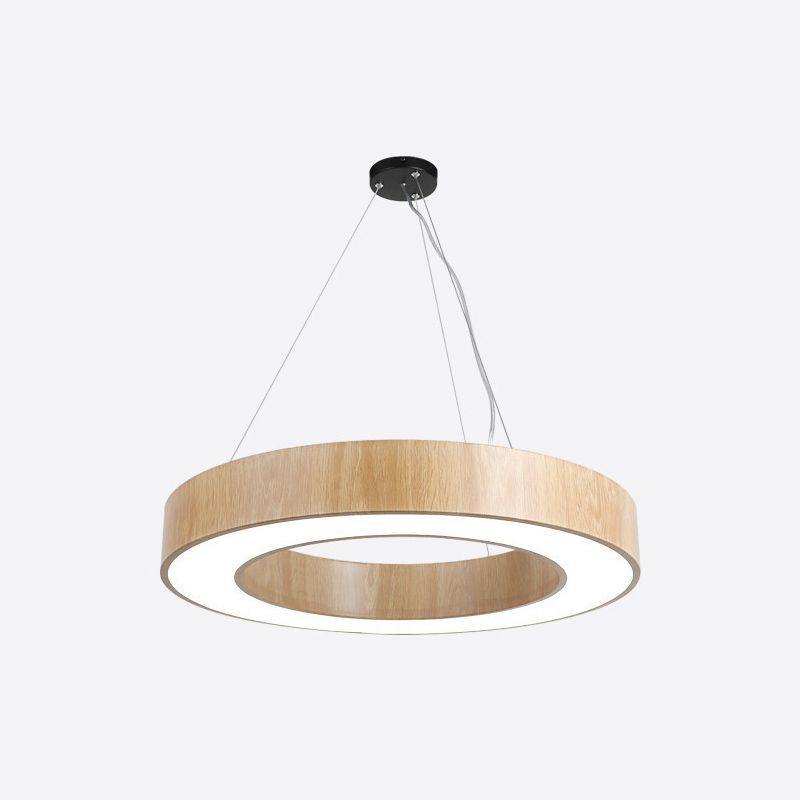 Illuminazione a sospensione circolare in stile nordico finitura in legno da ufficio in metallo luce a sospensione
