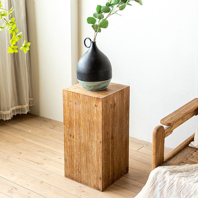 French Country Wood Block Side Table Square End Table, 11.8 inch Wide