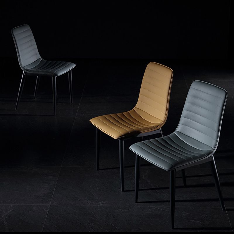 Industrial Faux Leather Chairs Armless Side Chairs with Metal Legs for Home Use