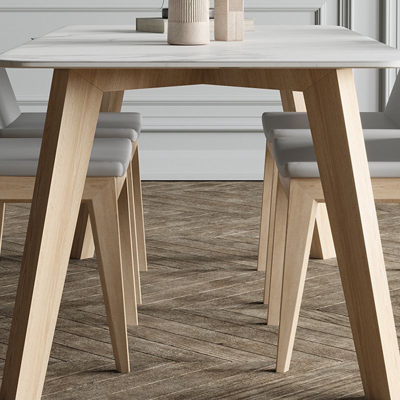 White Stone Top Table for Home Mid-Century Modern Dining Table