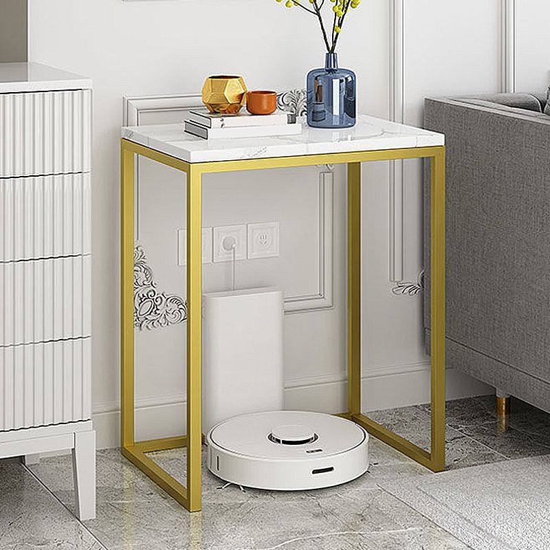 Frame Base Design Cocktail Table Slate Desktop Rectangular Coffee Table with Metal Base