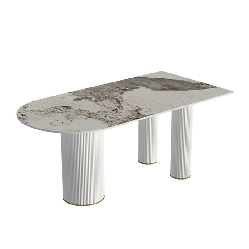 White Tripod Base Dining Table Stone Top Modern Dining Room Kitchen Table
