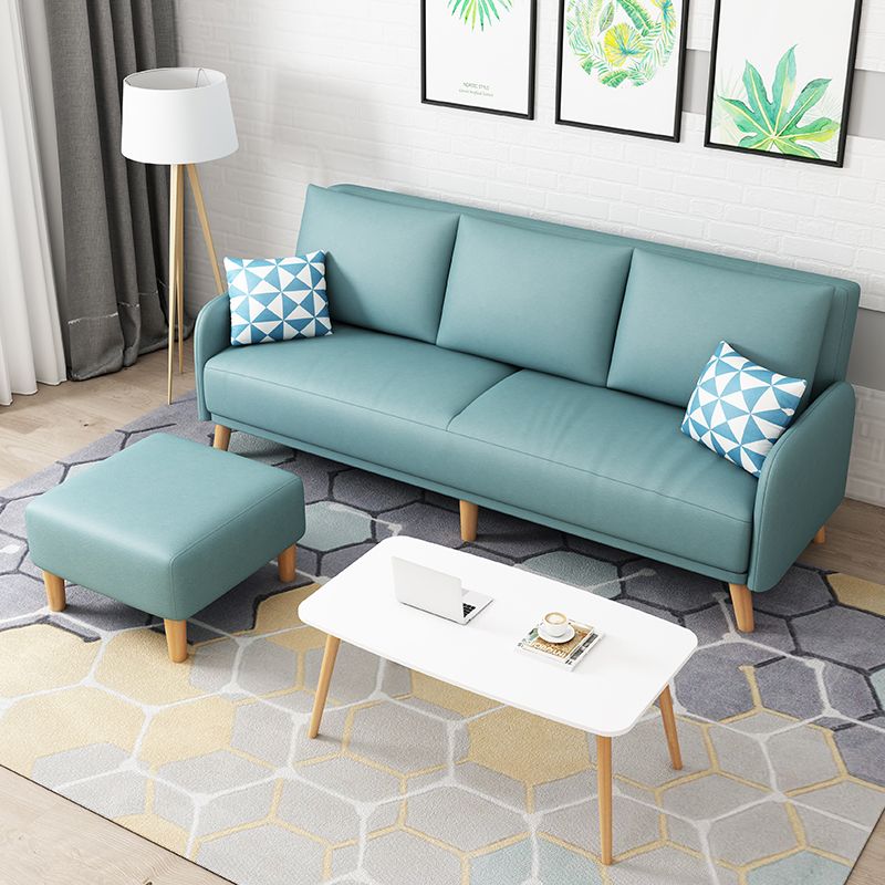 Sofa convertible à bras carré de 80 "High en cuir avec oreiller, salon