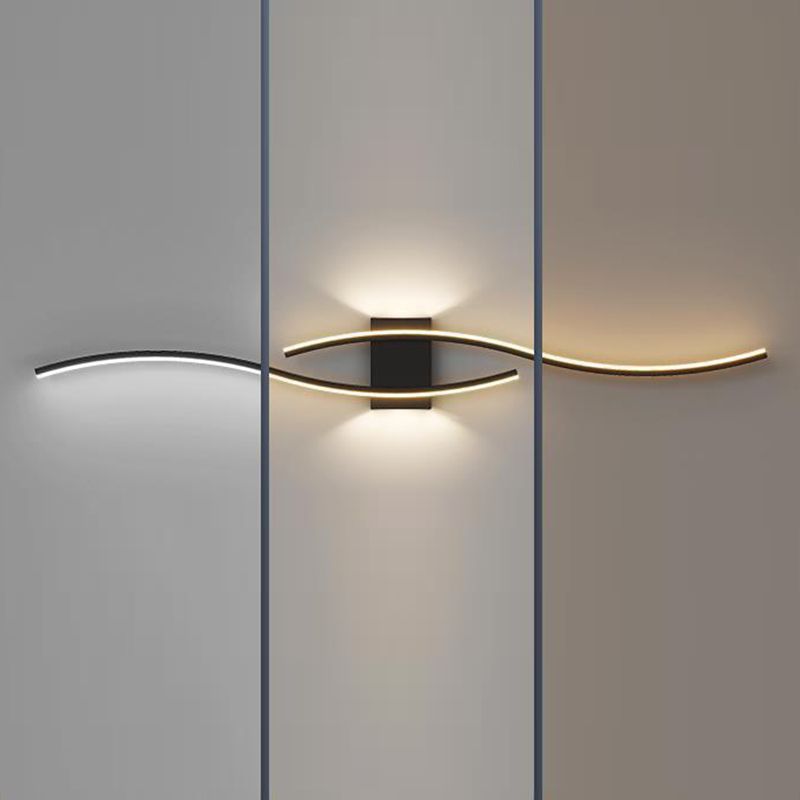 2-Light White/Black Modern Wall Mounted Sconce LED Wall Light for Bedroom