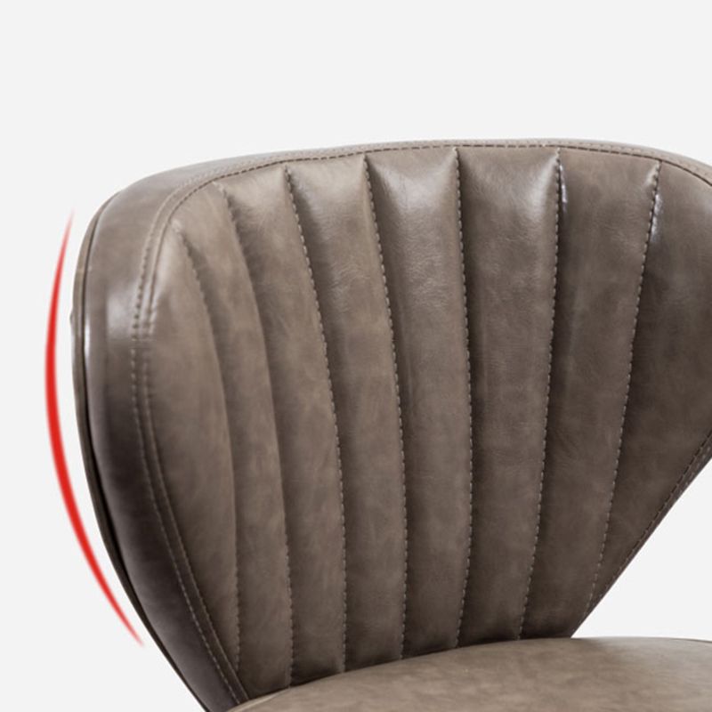 Taburete de bar de cuero contemporáneo, taburete con respaldo bajo para interiores con patas de acero