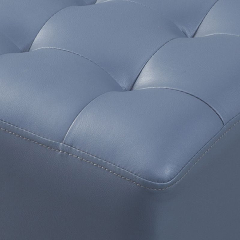 Modern Round Ottoman Solid Color Genuine Leather Tufted Pouf Ottoman