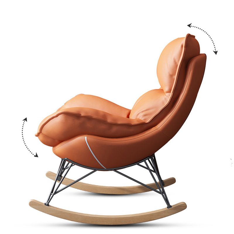 Modern Rocking Chair Upholstered Removable Cushions Rocking Accent Chair with Dark Legs