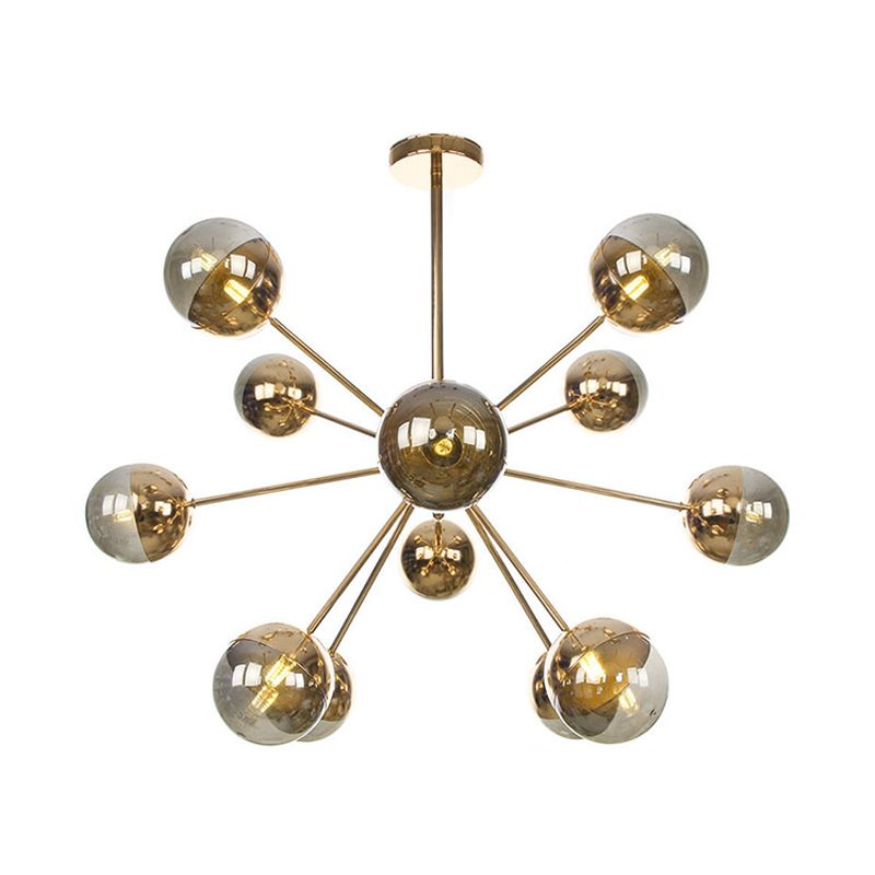 Semi-encastré Globe pour salle à manger, verre blanc/transparent/gris fumée, 9/12/15 lumières, luminaire semi-encastré contemporain en cuivre/chrome/or