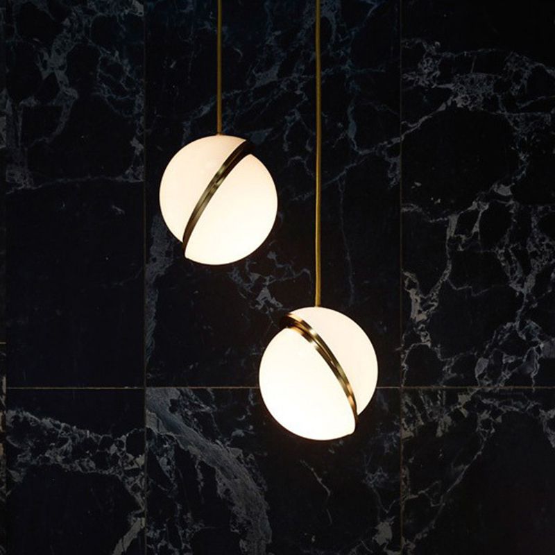 Oro 1 luce a sospensione leggera moderna sferica sferica ombra appesa lampada per camera da letto