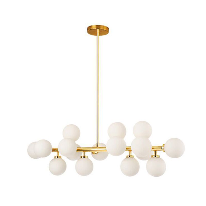 Ball-Shaped Island Chandelier Light Minimalist Style Glass Island Lighting Fixture