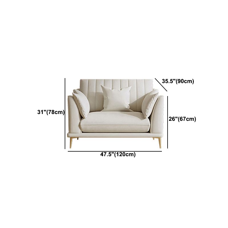 Contemporary Channel Back Faux Leather Sloped Arms Sofa/Sectionals,Ivory