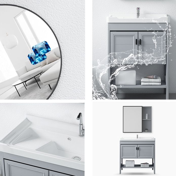 Modern Console Sink Porcelain Rectangular with Right Basin and Faucet Trough Sink