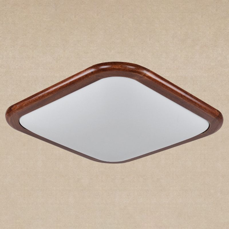 Geometrische Unterputzleuchte aus Massivholz im nordischen Stil, braune LED-Deckenleuchte für Schlafzimmer