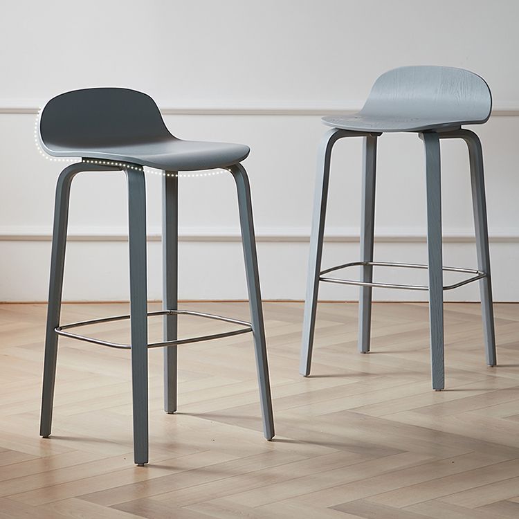 Contemporary Beech Wood Bar Stool Low Back Stool for Living Room